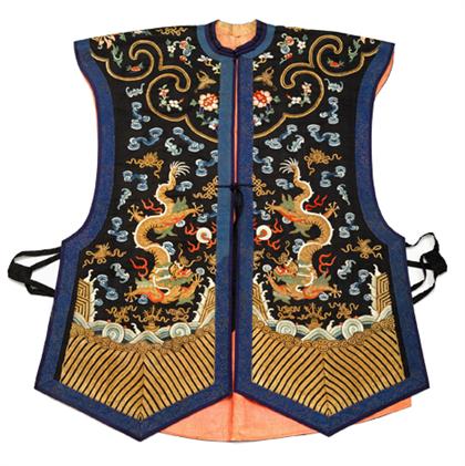 Chinese black ground, embroided