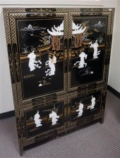 CHINESE BLACK LACQUER AND MOTH