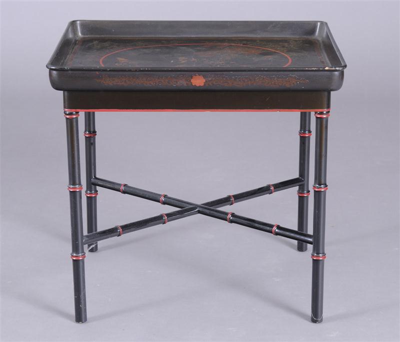 CHINESE BLACK LACQUER BAMBOO TRAY