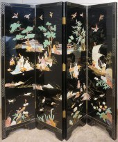 CHINESE BLACK LACQUER FOUR-FOL