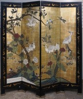 CHINESE BLACK LACQUER FOUR-FOL