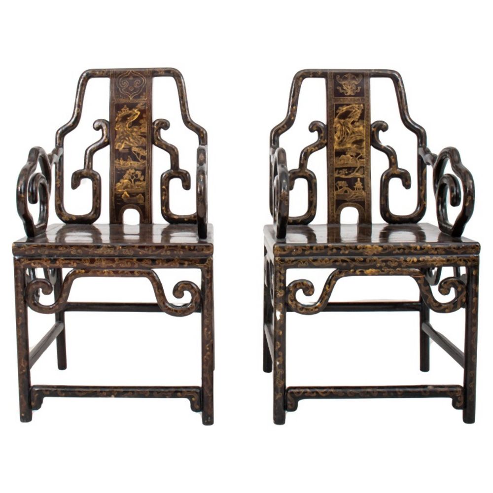 CHINESE BLACK LACQUER & GILT