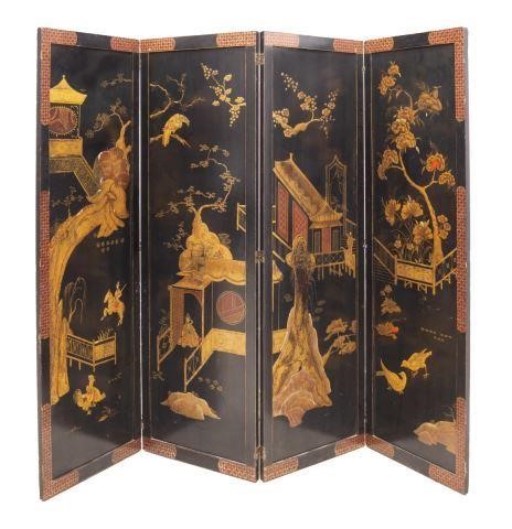 CHINESE BLACK LACQUER PARCEL GILT
