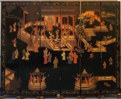 CHINESE BLACK LACQUER SIX-FOLD
