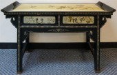 CHINESE BLACK LACQUERED AND FL