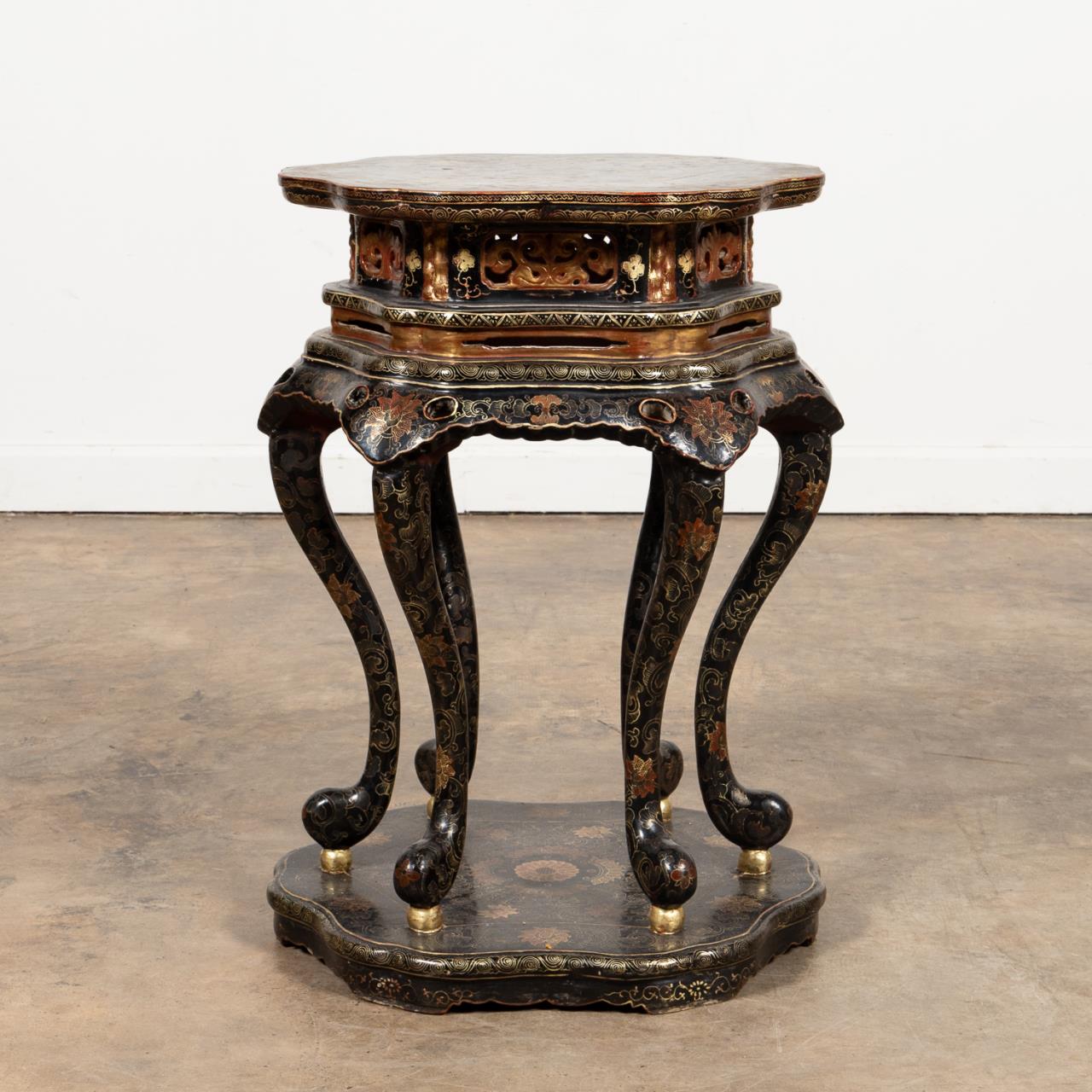 CHINESE BLACK LACQUERED & GILT