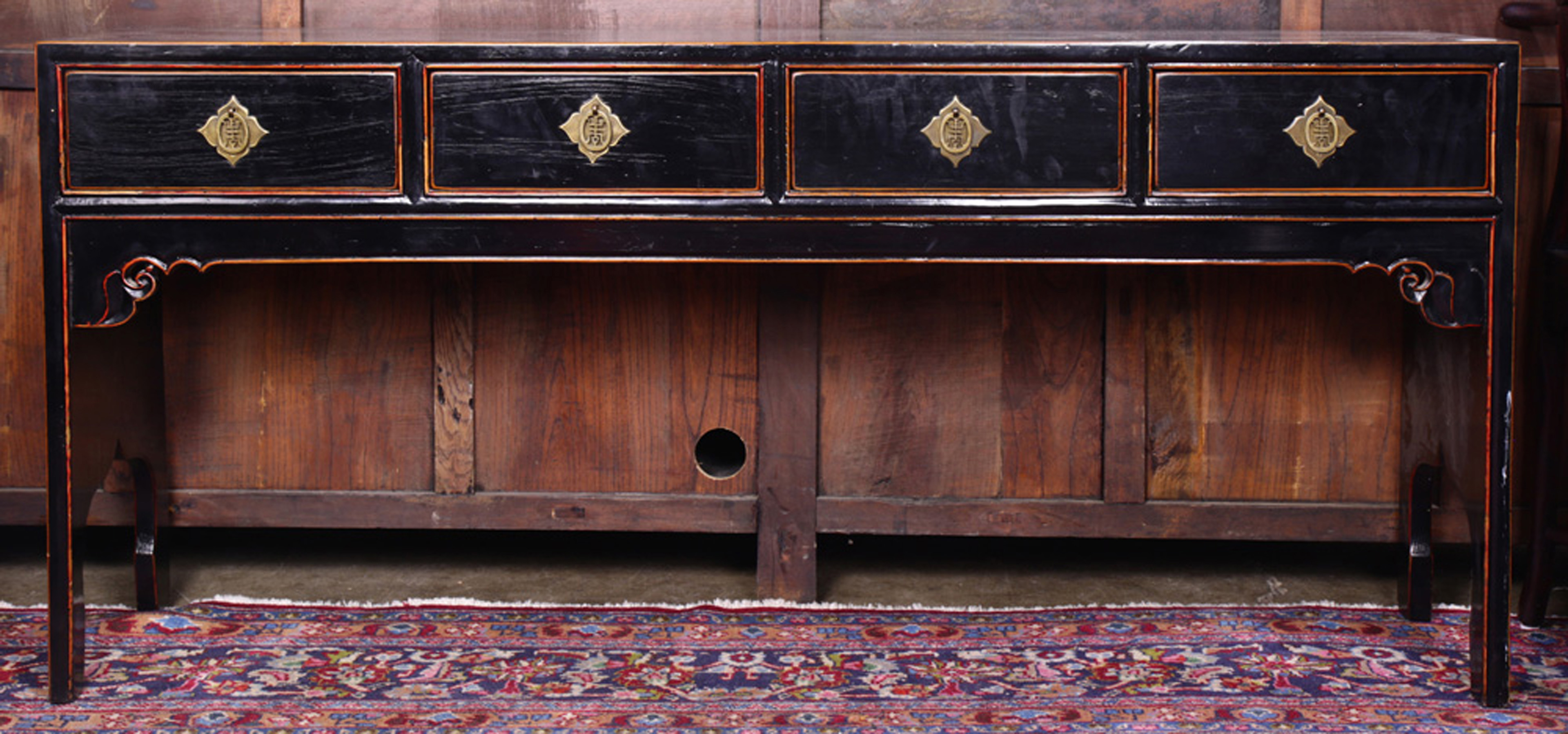 CHINESE BLACK LACQUERED HARDWOOD
