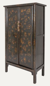 CHINESE BLACK LACQUERED WOOD W