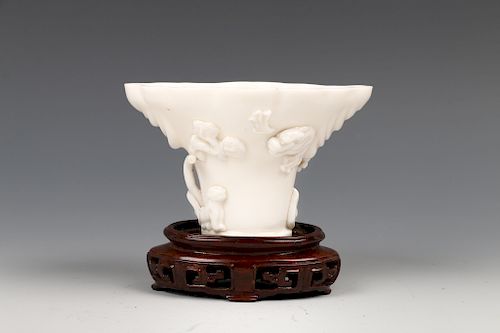 CHINESE BLANC-DE-CHINE LIBATION CUP