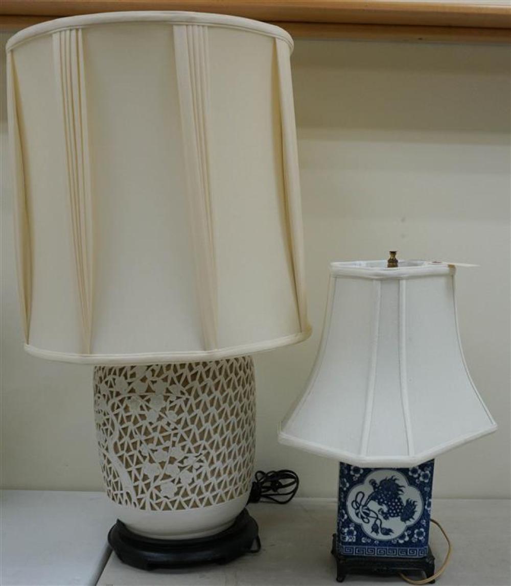 CHINESE BLANC DE CHINE PIERCED LAMP