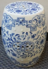 CHINESE BLUE AND WHITE BARREL