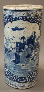 CHINESE BLUE AND WHITE CYLINDR