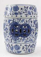 CHINESE BLUE AND WHITE GLAZED