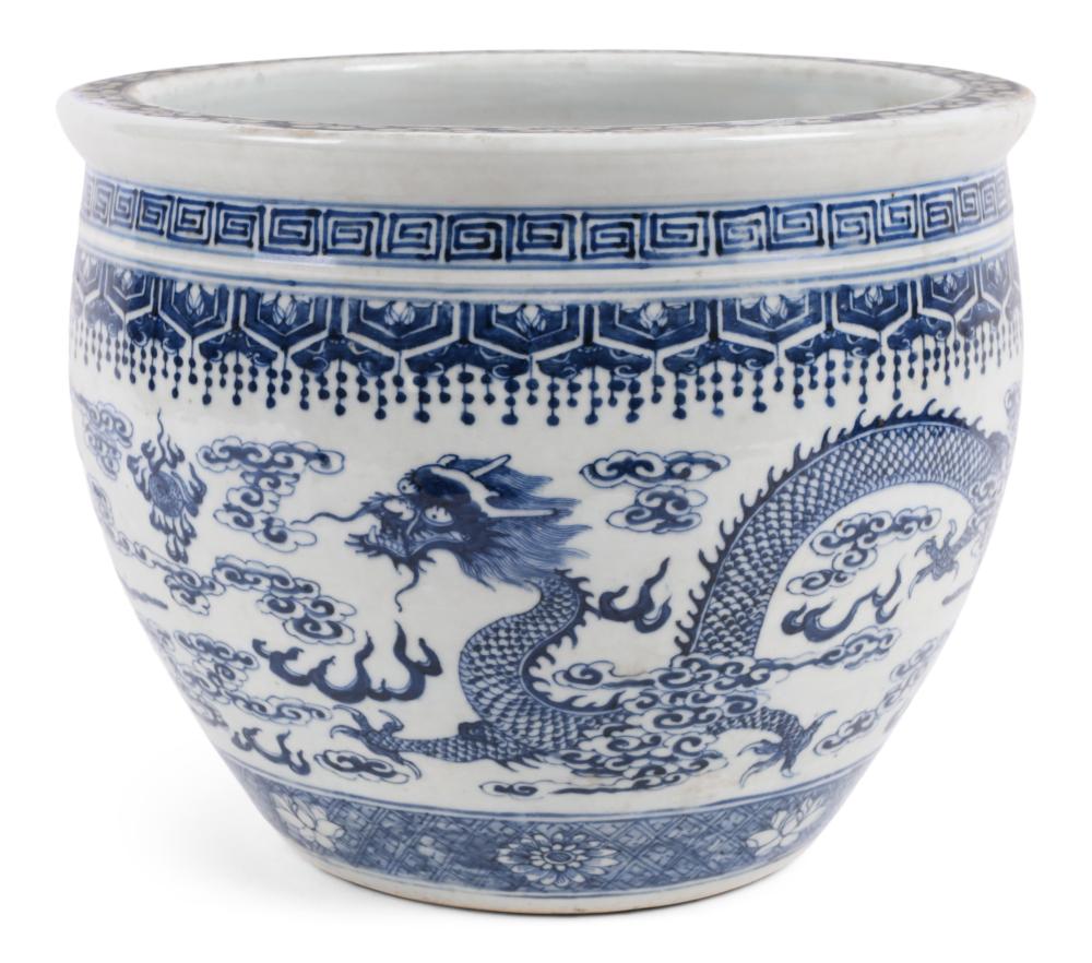 CHINESE BLUE AND WHITE GLAZED