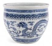 CHINESE BLUE AND WHITE GLAZED