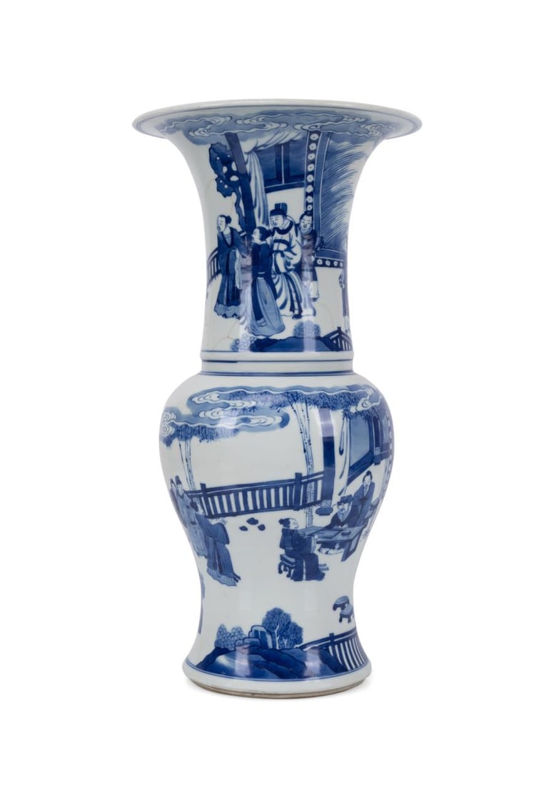CHINESE BLUE AND WHITE PHOENIX TAIL