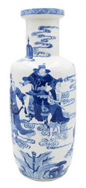 CHINESE BLUE AND WHITE ROULEAU