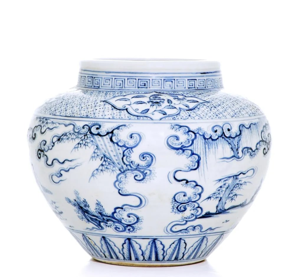 CHINESE BLUE AND WHITE SCHOLARS AND