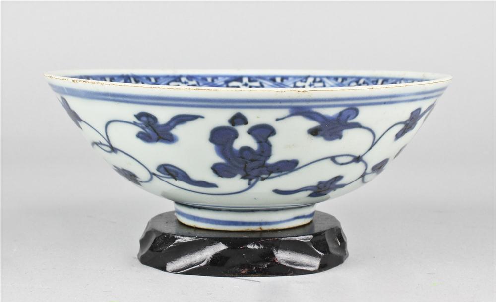 CHINESE BLUE AND WHITE SHALLOW BOWL