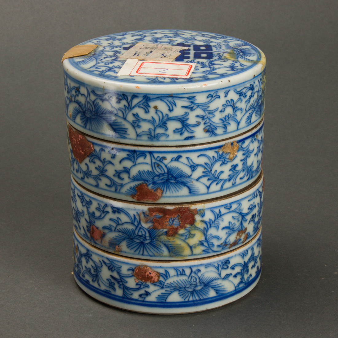 CHINESE BLUE AND WHITE STACKING BOX