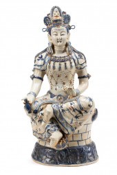CHINESE BLUE AND WHITE STONEWA