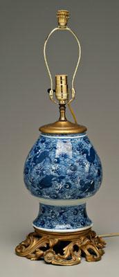 Chinese blue and white vase, cut