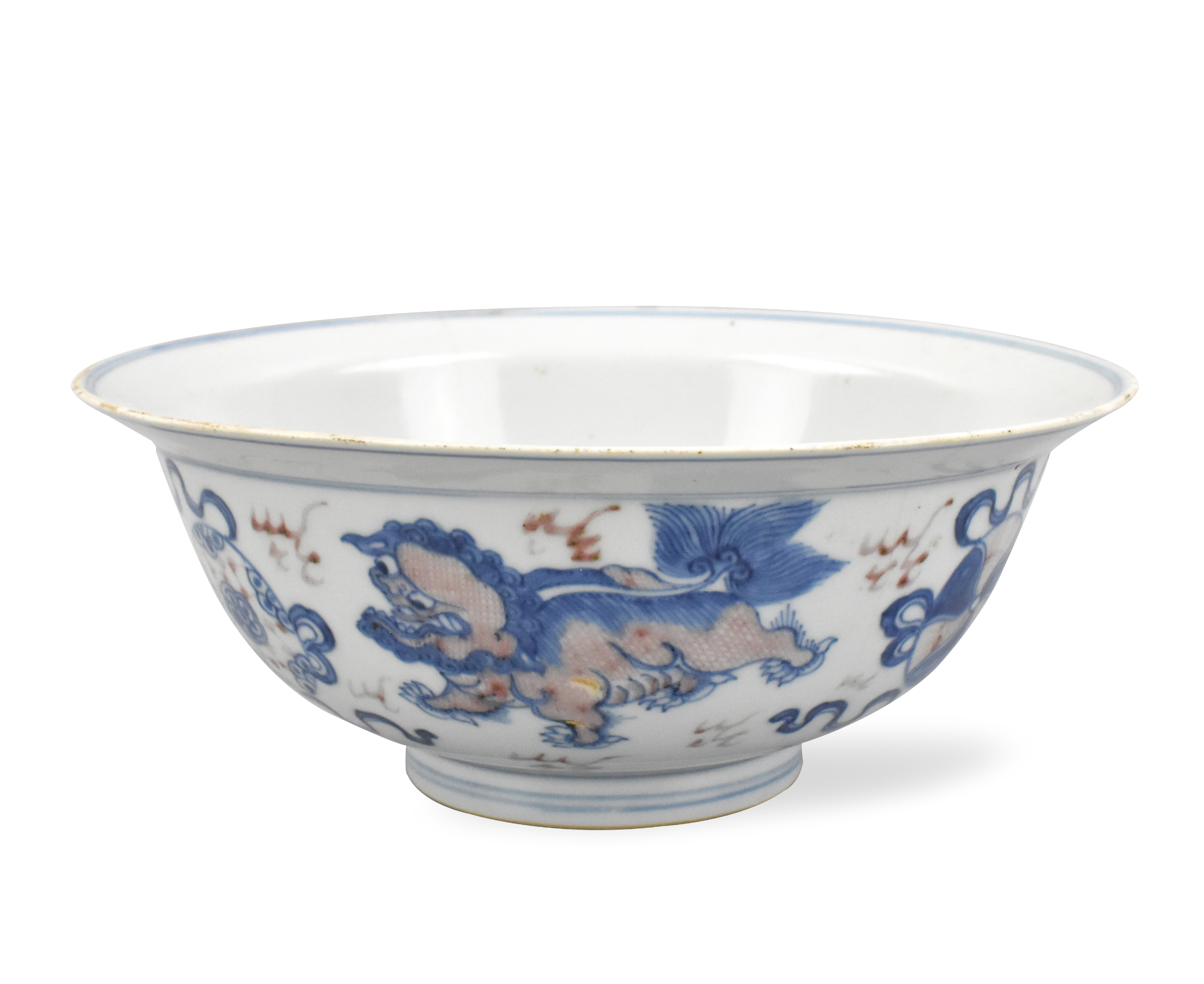 CHINESE BLUE & COPPER RED BOWL W/