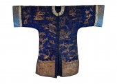 CHINESE BLUE EMBROIDERY ROBE W
