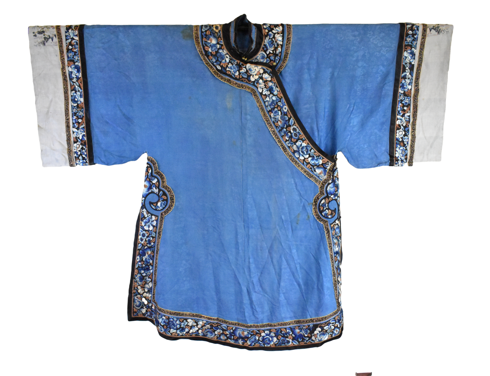 CHINESE BLUE EMBROIDERY WOMEN ROBE,