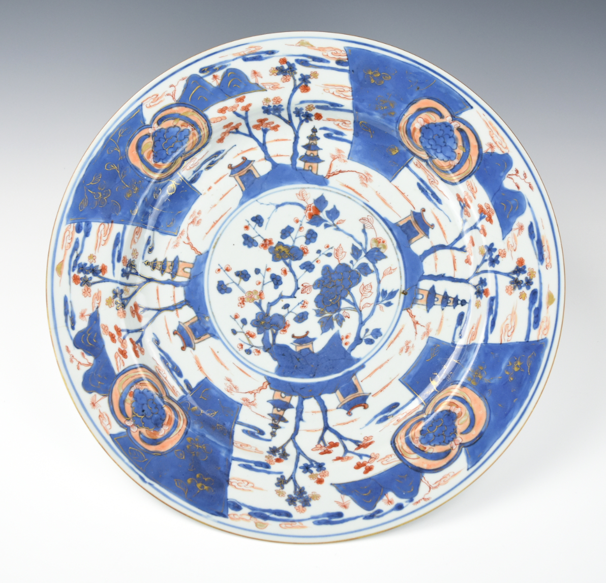 CHINESE BLUE& GILT IRON RED