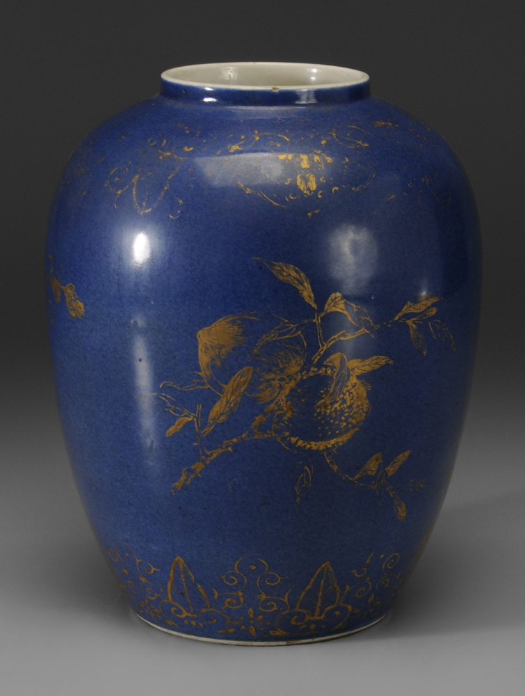 Chinese Blue-Glazed and Gilt-