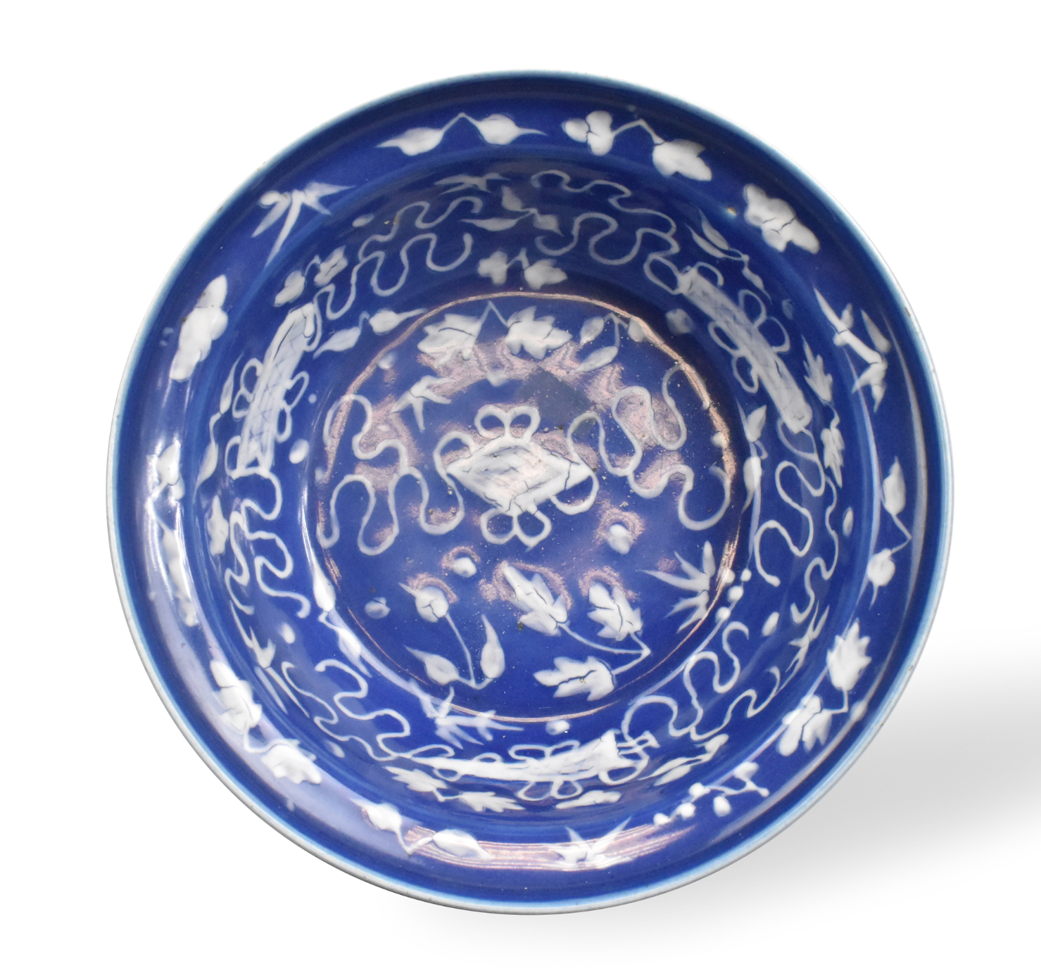 CHINESE BLUE GLAZED BASIN, 19TH