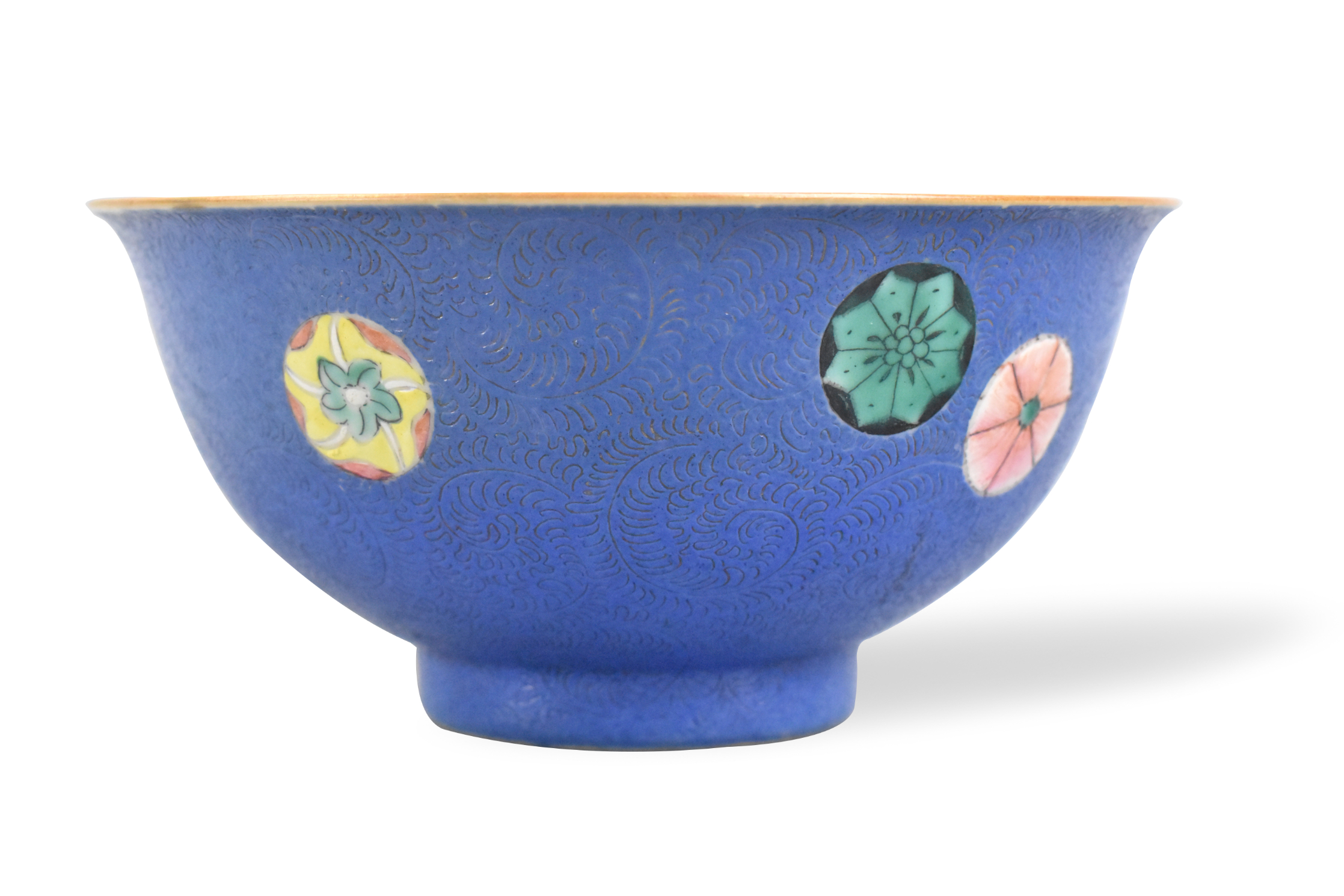 CHINESE BLUE GLAZED FAMLLE ROSE