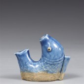 Chinese blue glazed fish figur