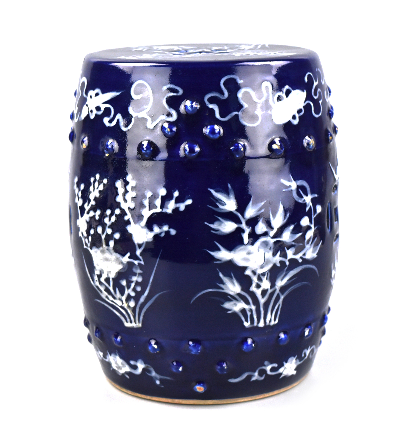CHINESE BLUE GLAZED GARDEN STOOL,