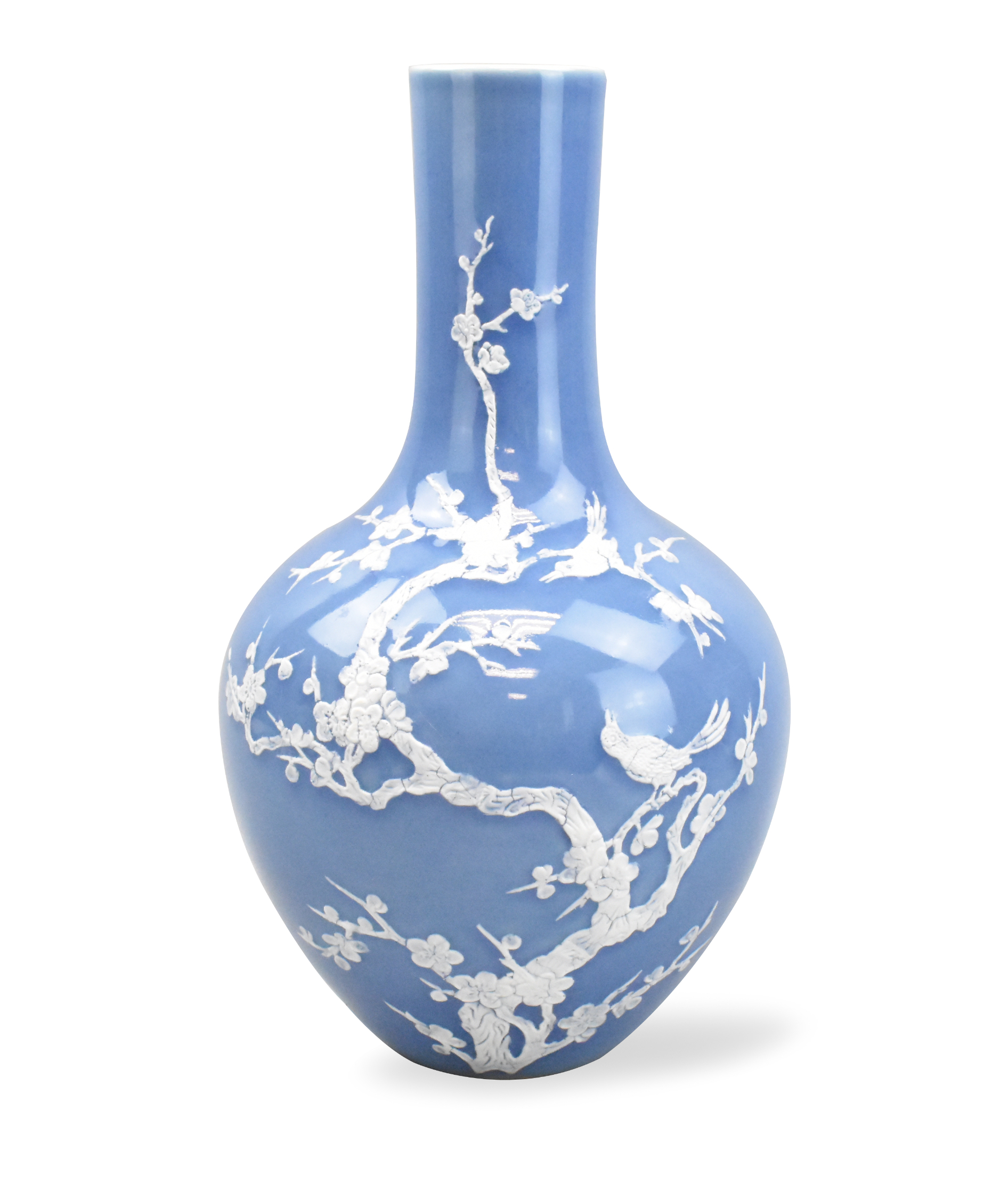 CHINESE BLUE GLAZED GLOBULAR VASE