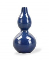 CHINESE BLUE GLAZED GOURD VASE
