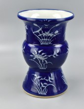 CHINESE BLUE GLAZED SPITTOON,