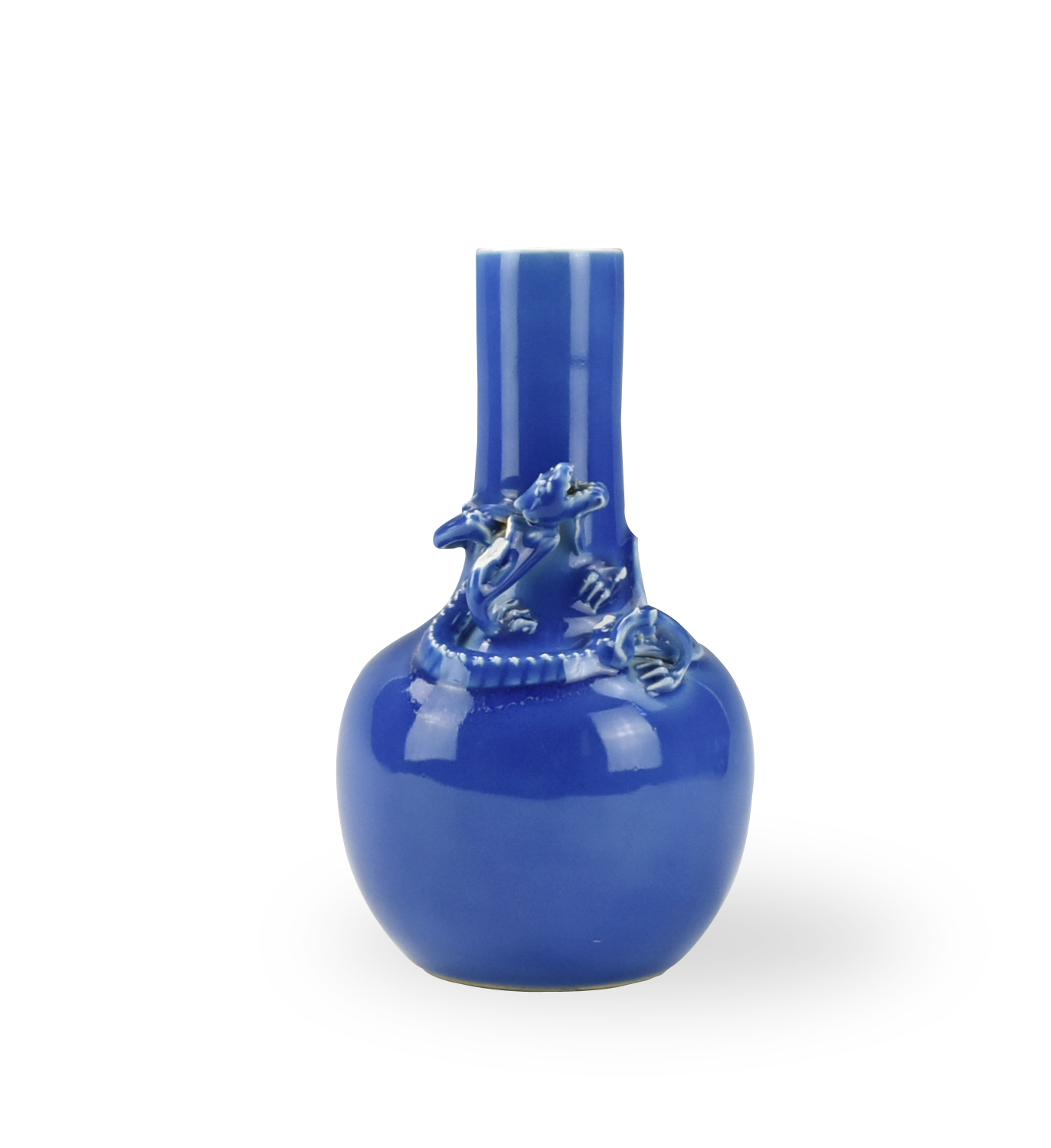 CHINESE BLUE GLAZED VASE W/ CHILONG