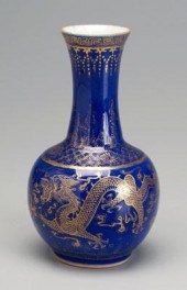 Chinese blue ground bottle vas