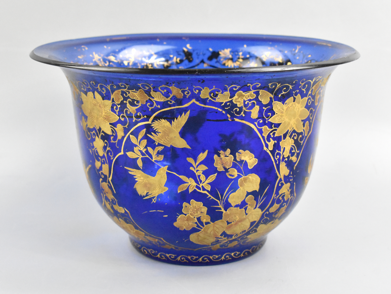 CHINESE BLUE PEKING GLASS PLANTER