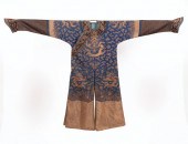 CHINESE BLUE SILK DRAGON ROBEC