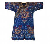 CHINESE BLUE SILK LADY DRAGON