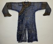 CHINESE BLUE SILK NINE DRAGON