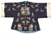 CHINESE BLUE SILK ROBE W/ FORB