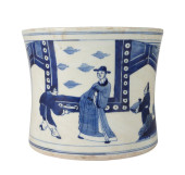 CHINESE BLUE & WHITE BRUSH POT