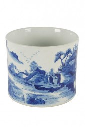 CHINESE BLUE & WHITE BRUSH POT
