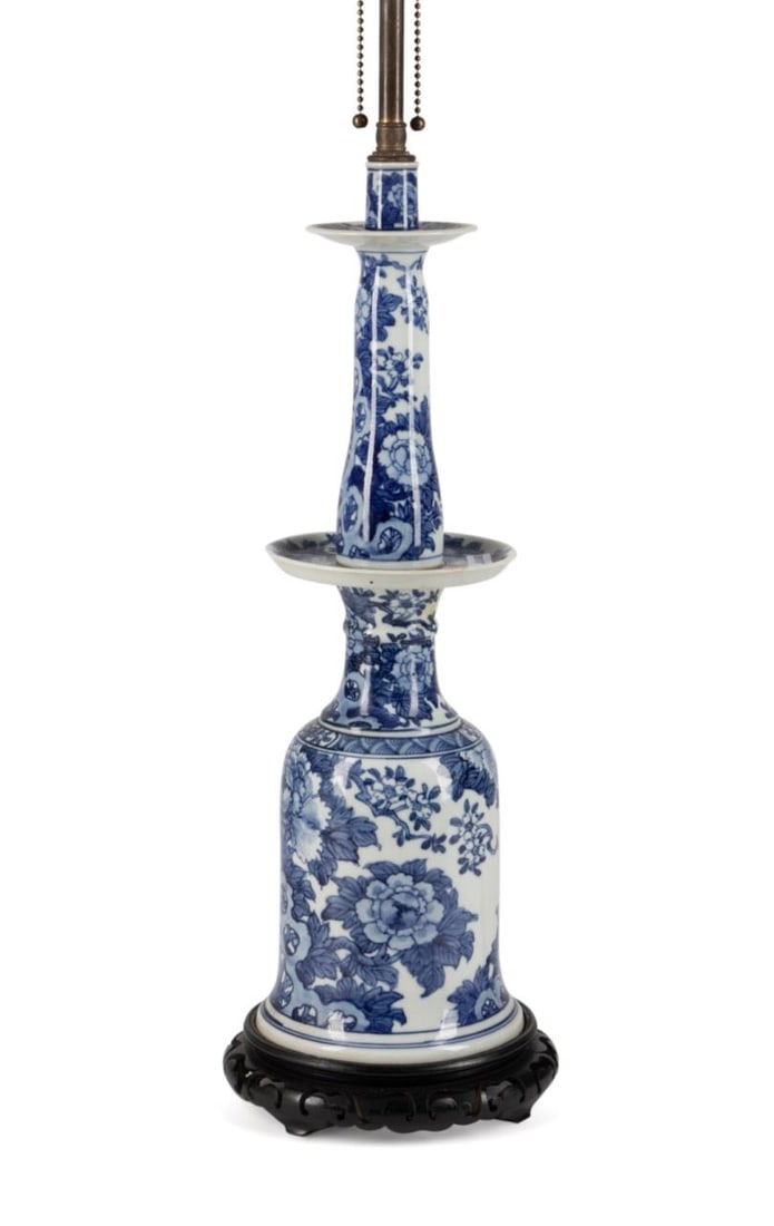 CHINESE BLUE & WHITE CANDLESTICK