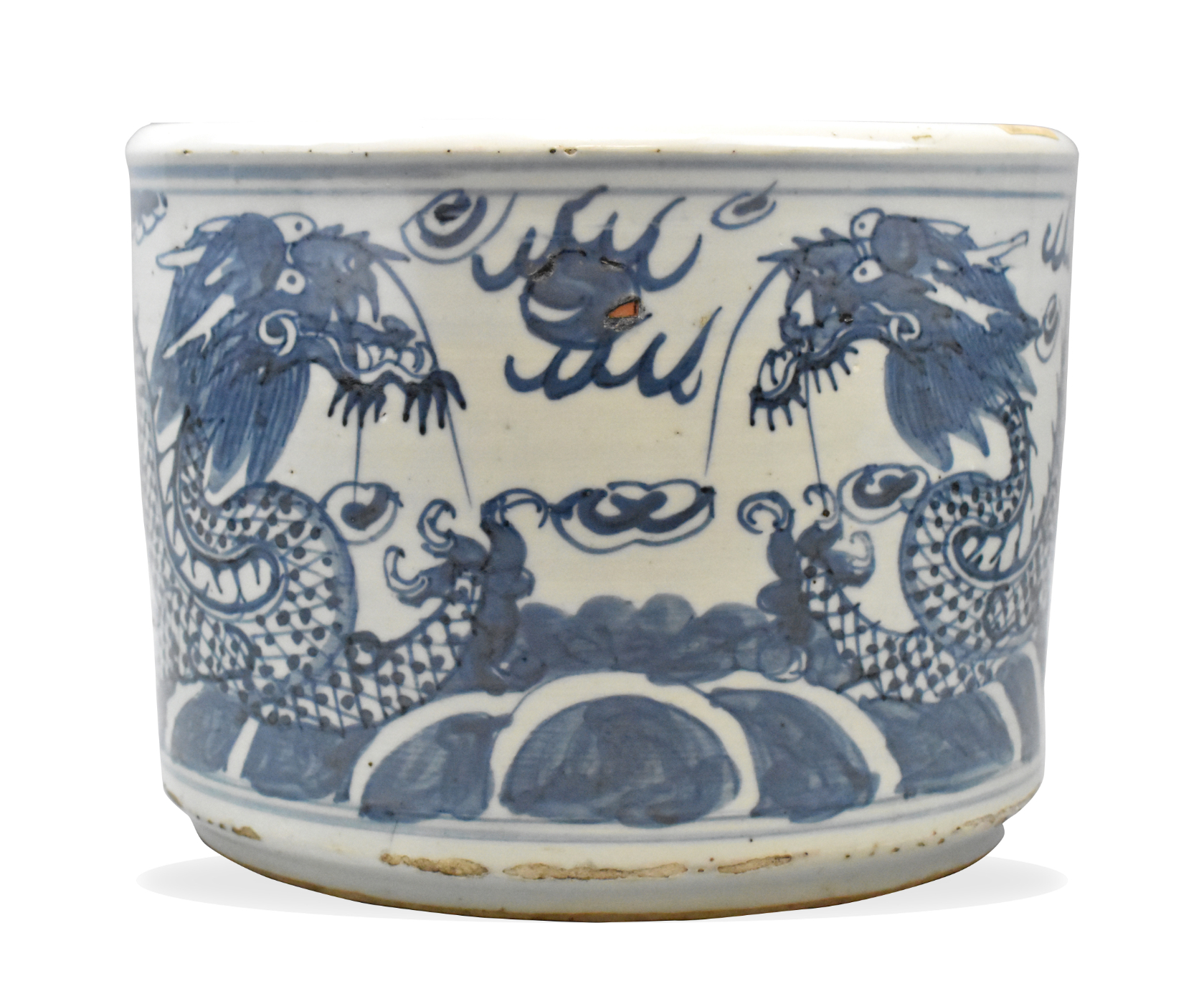 CHINESE BLUE & WHITE CENSER W/