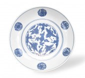 CHINESE BLUE & WHITE CRANE PLA